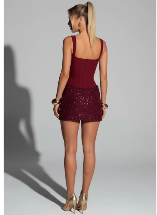 Tiffanie | Femme Robe Mini Sequins Dos Nu Coupe Slim – Robe Paillettes Soirée 2026
