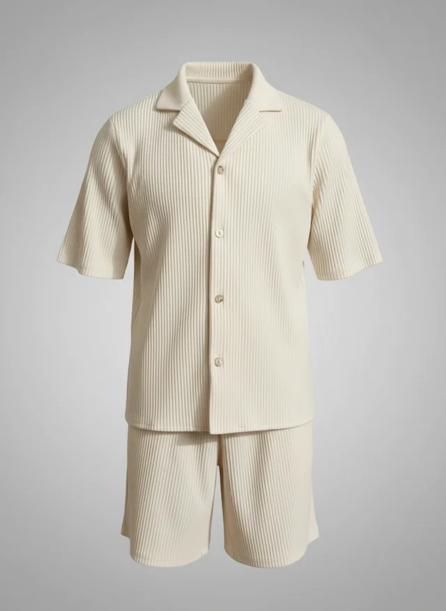 Yannick | Homme Ensemble Chemise Velours Côtelé Short – Set Velours Décontracté 2026