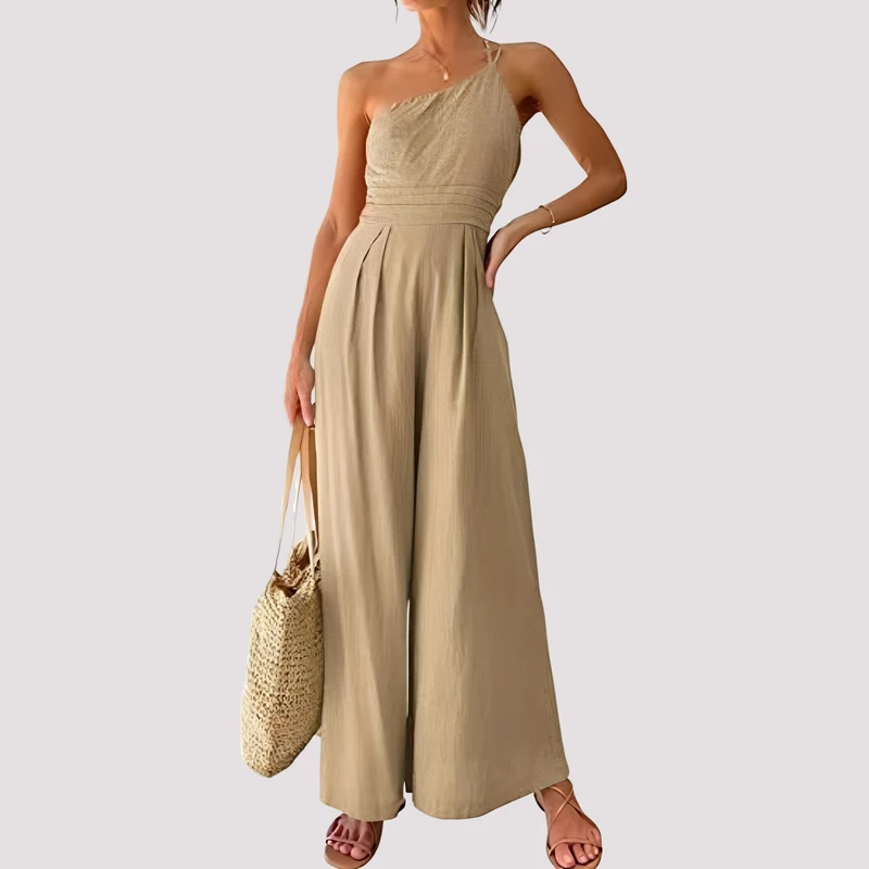 Carla | Combinaison Femme Une Épaule Jambes Larges – Combinaison Élégante Soirée 2026