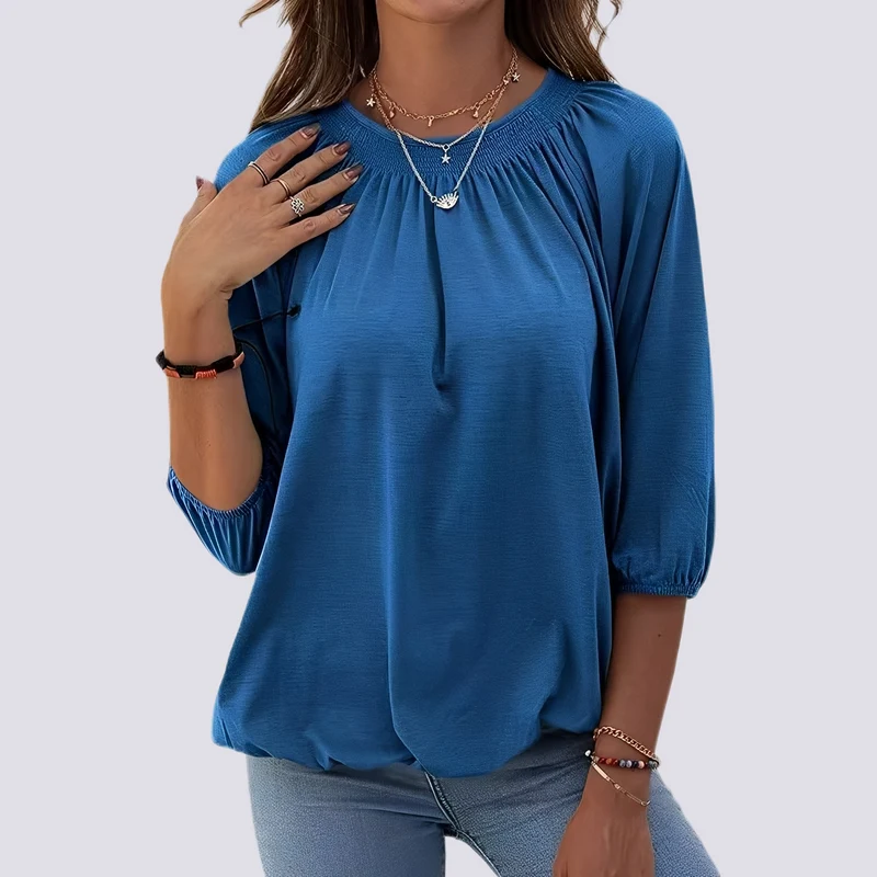Telsa | Blouse Femme Col Rond Décontractée – Blouse Simple Élégante Quotidien 2026
