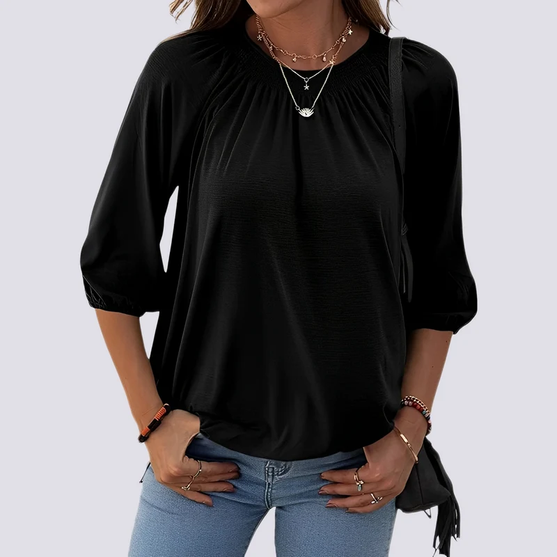 Telsa | Blouse Femme Col Rond Décontractée – Blouse Simple Élégante Quotidien 2026