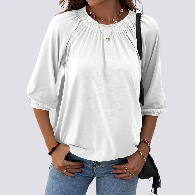 Telsa | Blouse Femme Col Rond Décontractée – Blouse Simple Élégante Quotidien 2026