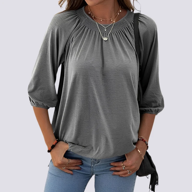 Telsa | Blouse Femme Col Rond Décontractée – Blouse Simple Élégante Quotidien 2026