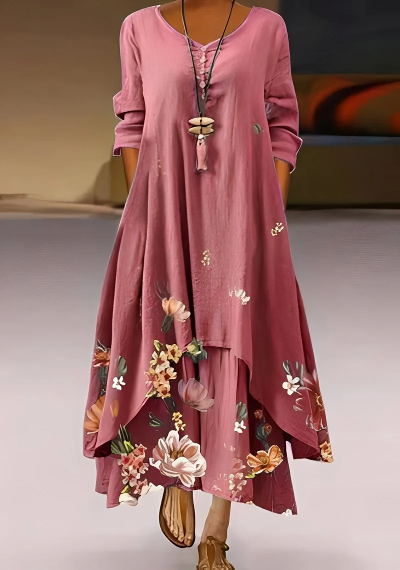 Belle | Robe Femme Élégante Ample Imprimée – Robe Fluide pour Été & Occasions 2026