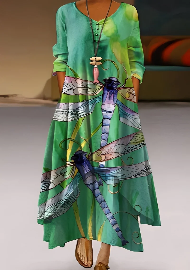 Belle | Robe Femme Élégante Ample Imprimée – Robe Fluide pour Été & Occasions 2026
