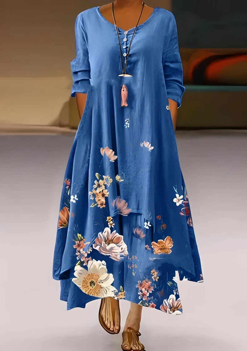 Belle | Robe Femme Élégante Ample Imprimée – Robe Fluide pour Été & Occasions 2026