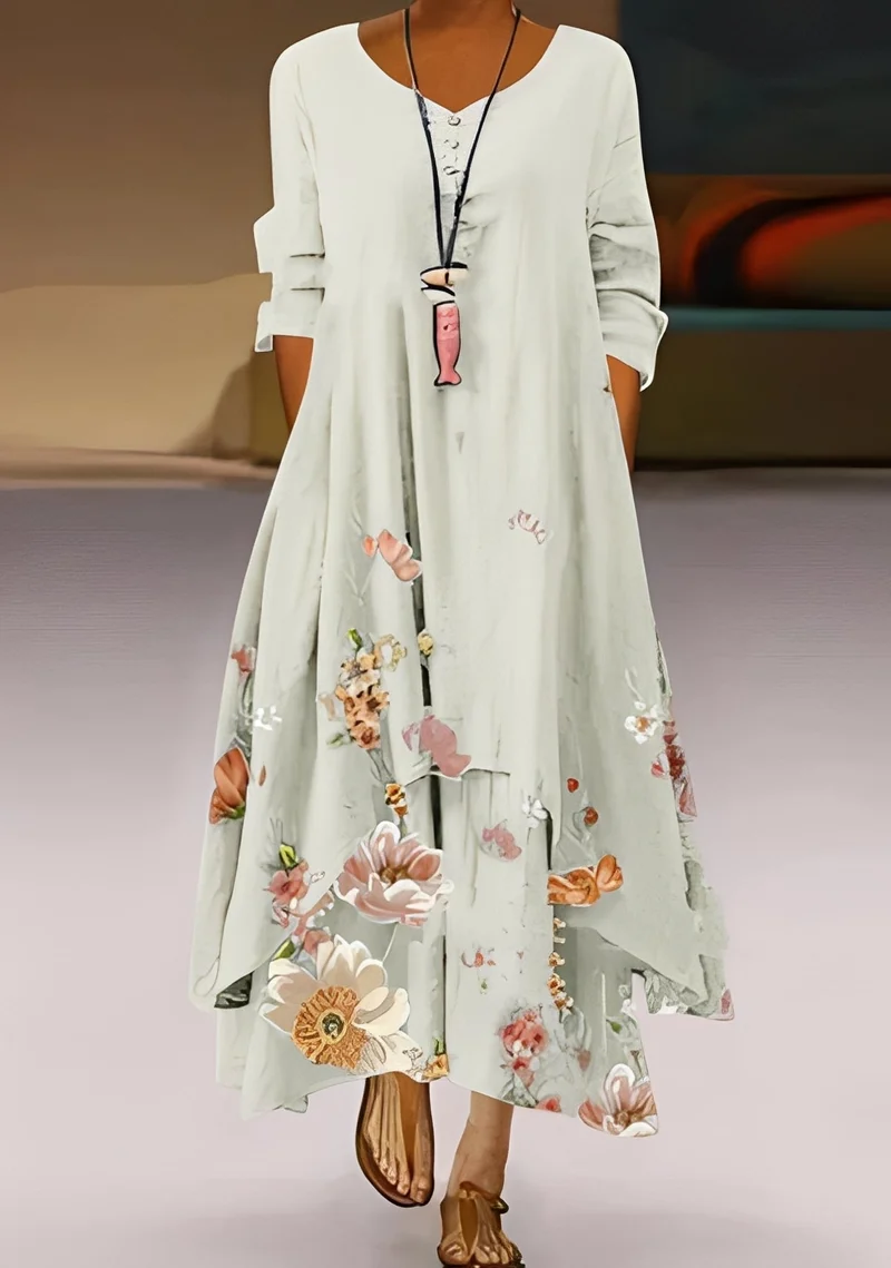 Belle | Robe Femme Élégante Ample Imprimée – Robe Fluide pour Été & Occasions 2026