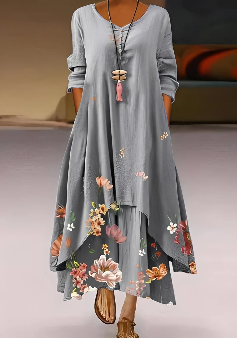 Belle | Robe Femme Élégante Ample Imprimée – Robe Fluide pour Été & Occasions 2026