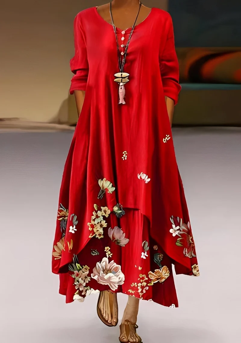 Belle | Robe Femme Élégante Ample Imprimée – Robe Fluide pour Été & Occasions 2026