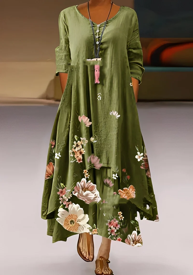 Belle | Robe Femme Élégante Ample Imprimée – Robe Fluide pour Été & Occasions 2026