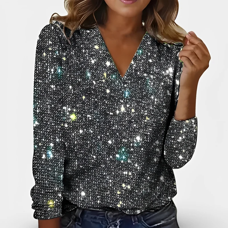 Casandra | Top Femme Paillettes Moderne – Top Brillant pour Soirées & Fêtes 2026