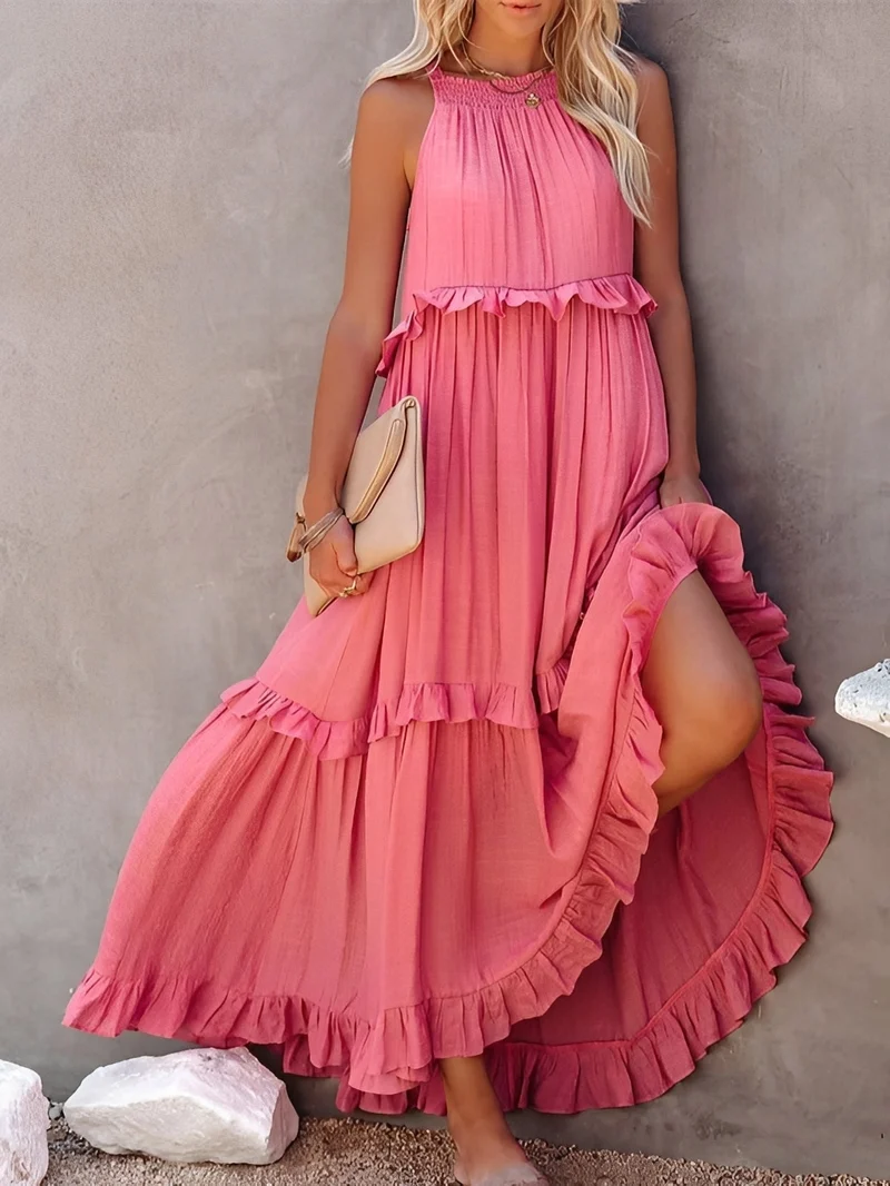 Zanna | Robe Femme Élégante Volants Sans Manches – Robe Estivale Gaie 2026