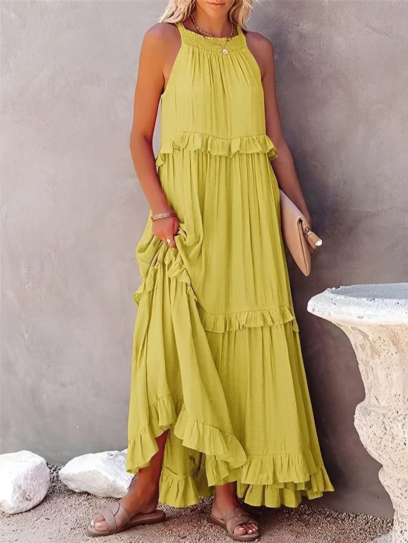 Zanna | Robe Femme Élégante Volants Sans Manches – Robe Estivale Gaie 2026