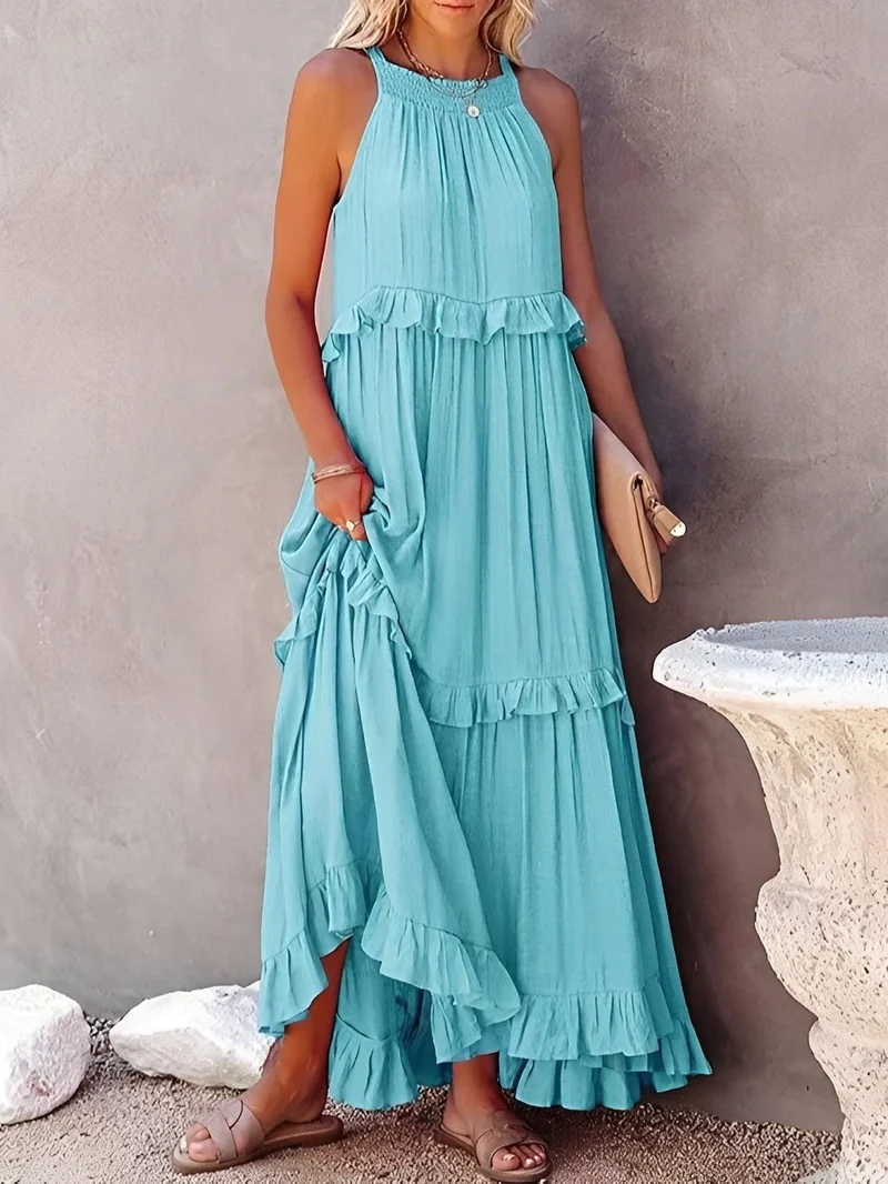 Zanna | Robe Femme Élégante Volants Sans Manches – Robe Estivale Gaie 2026