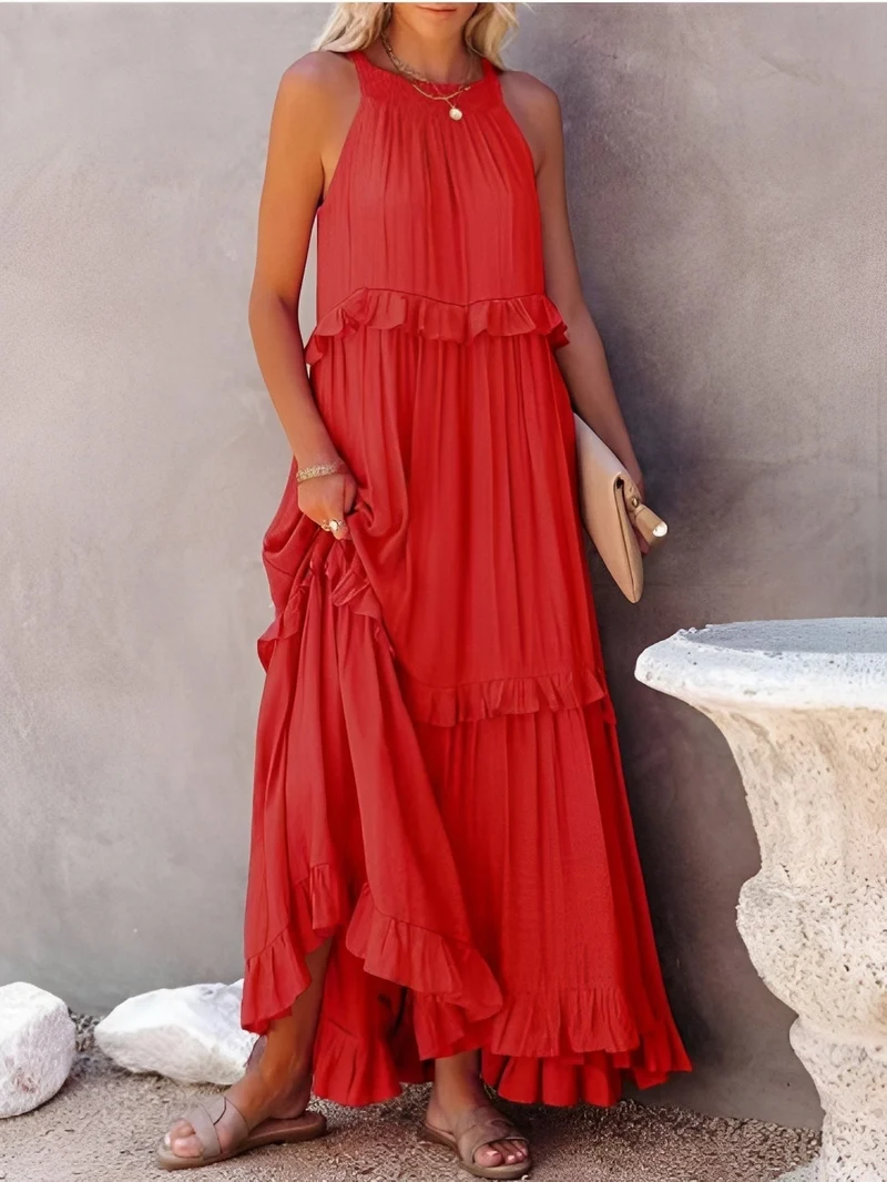 Zanna | Robe Femme Élégante Volants Sans Manches – Robe Estivale Gaie 2026