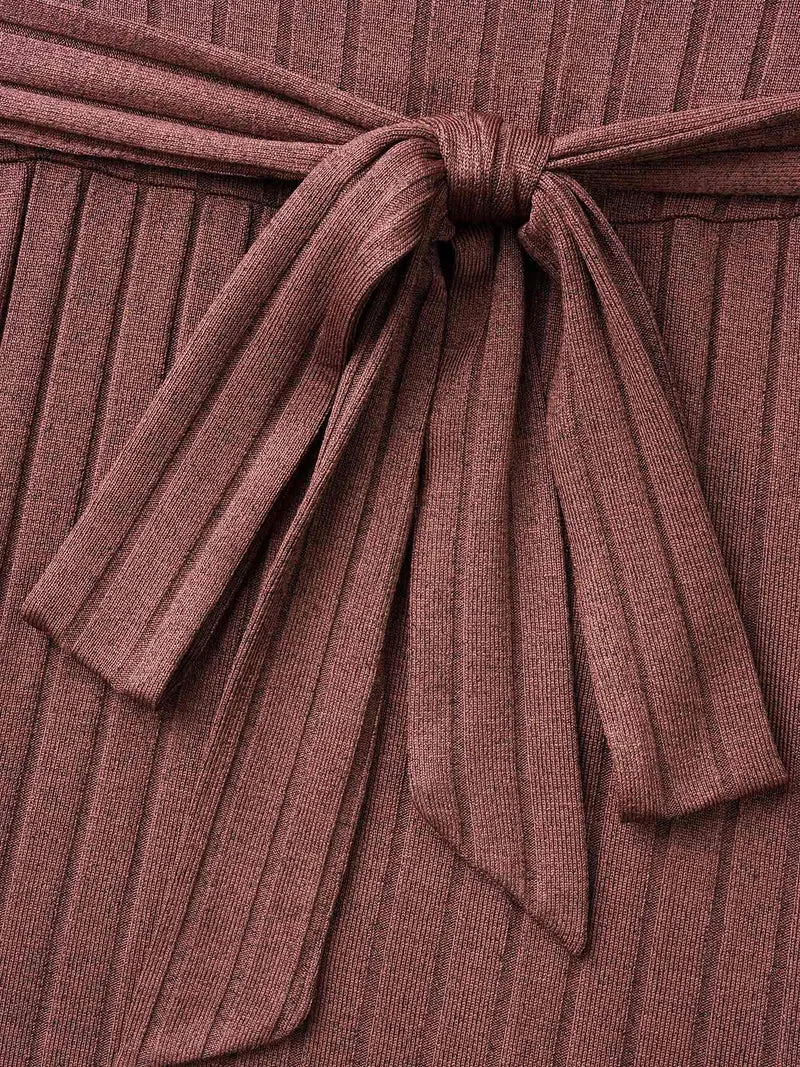 Pit Strip Turtleneck Belted Dress