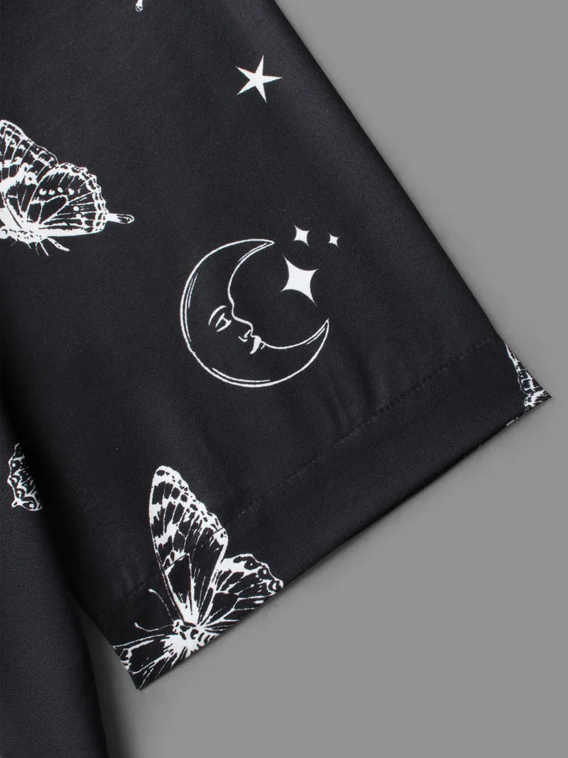 Butterfly & Moon Cross Straps Blouse