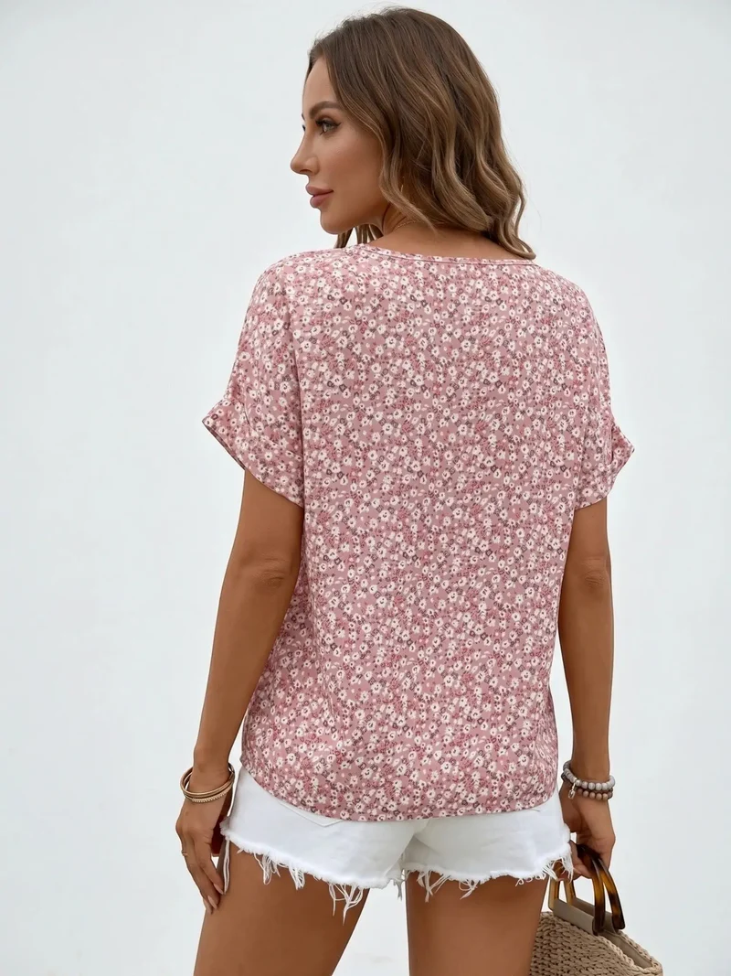 Women's Floral Print Lightweight Blouse | Relaxed Fit Casual Top