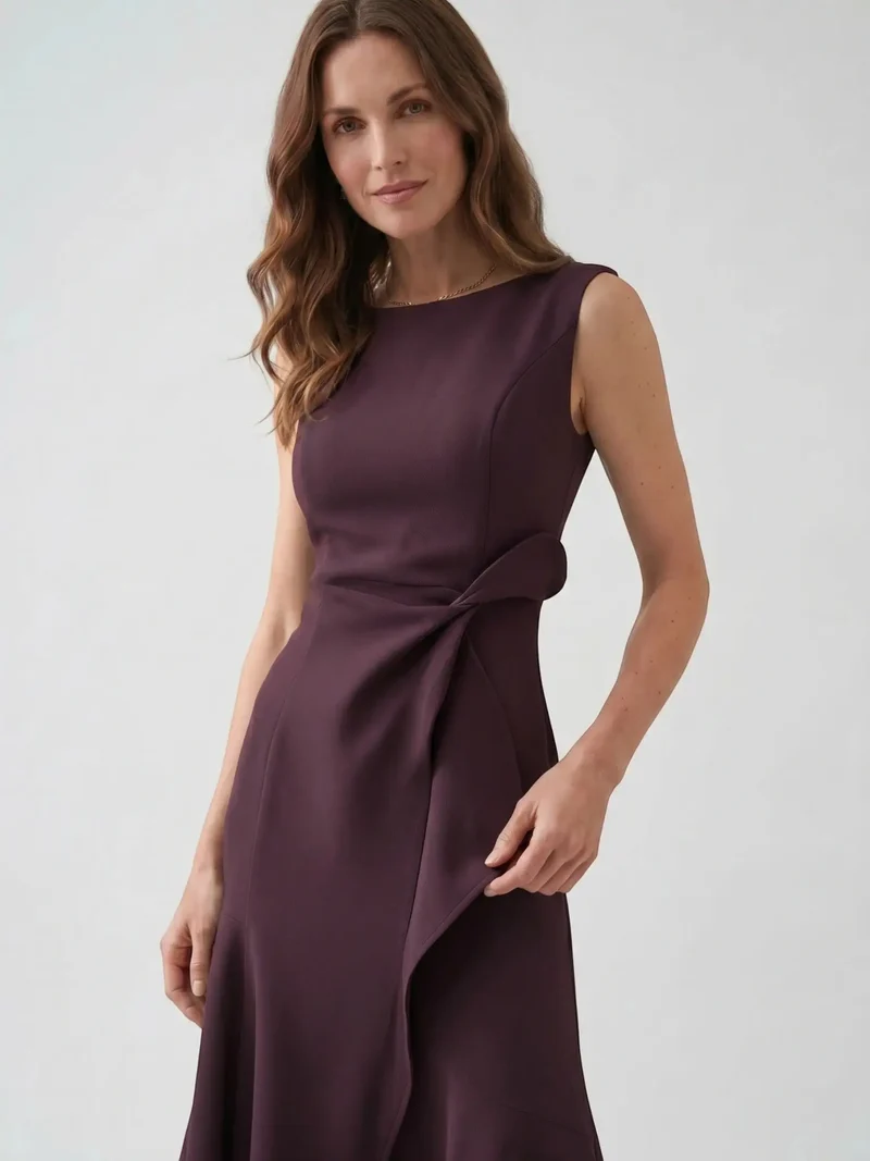 Women's Elegant Wrap Front Midi Dress | Timeless Fit And Flare Style