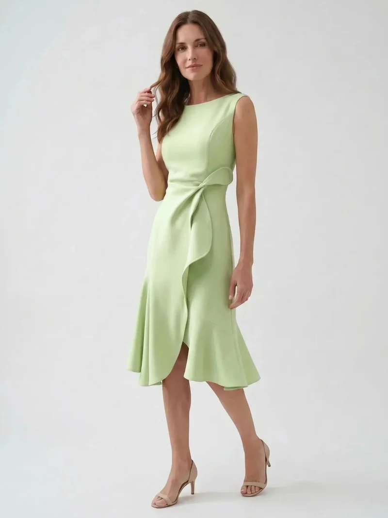 Women's Elegant Wrap Front Midi Dress | Timeless Fit And Flare Style