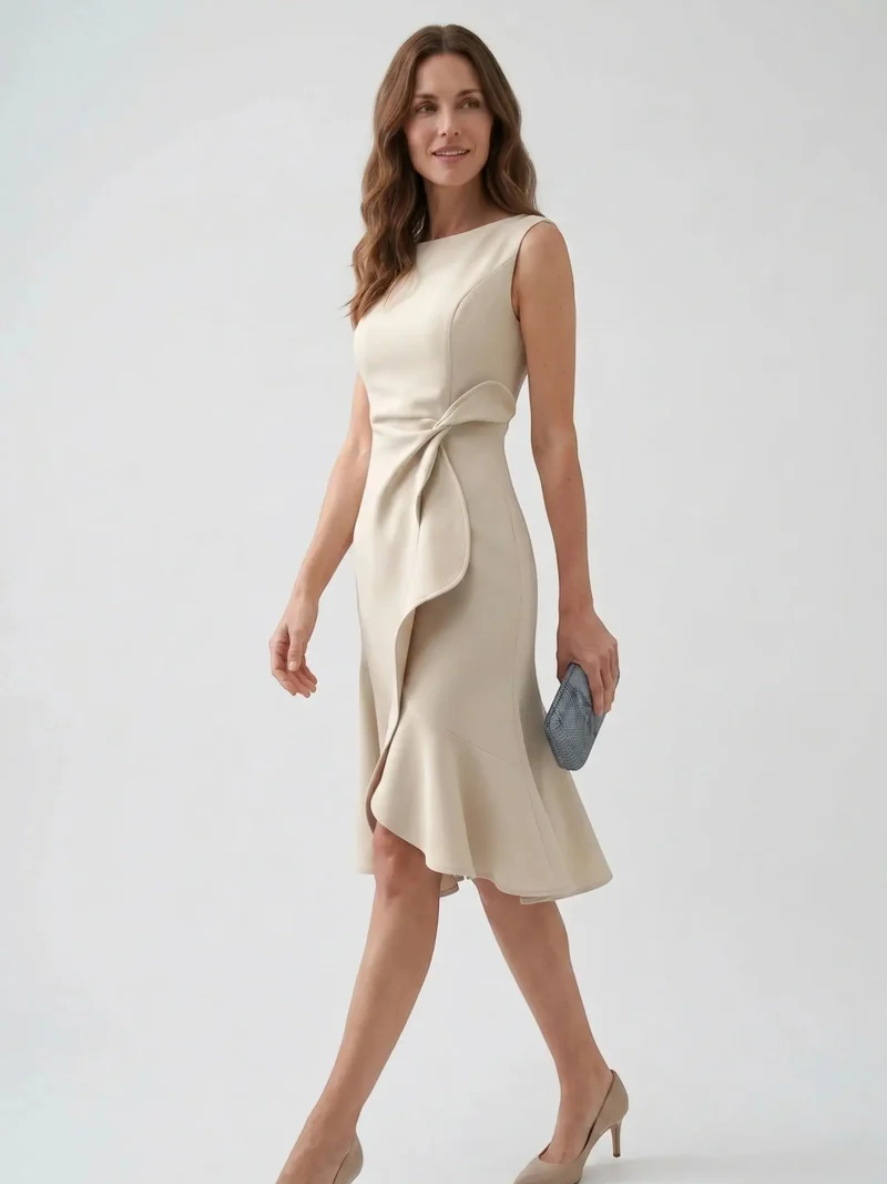 Women's Elegant Wrap Front Midi Dress | Timeless Fit And Flare Style