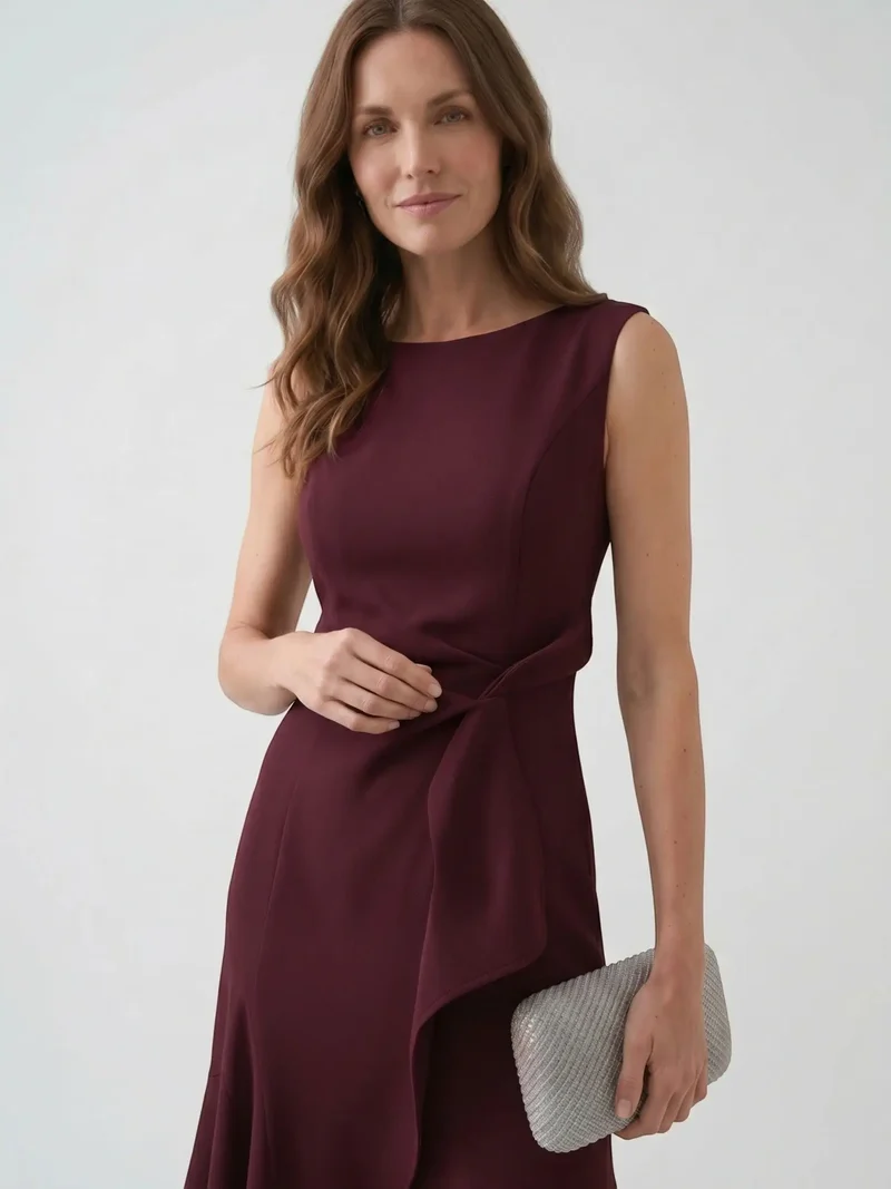 Women's Elegant Wrap Front Midi Dress | Timeless Fit And Flare Style