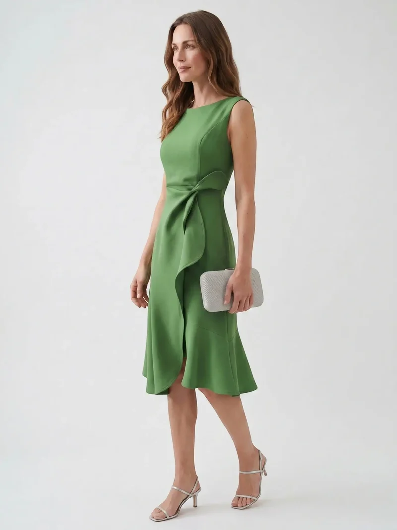 Women's Elegant Wrap Front Midi Dress | Timeless Fit And Flare Style