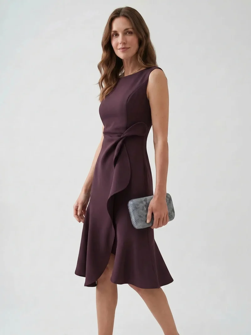 Women's Elegant Wrap Front Midi Dress | Timeless Fit And Flare Style