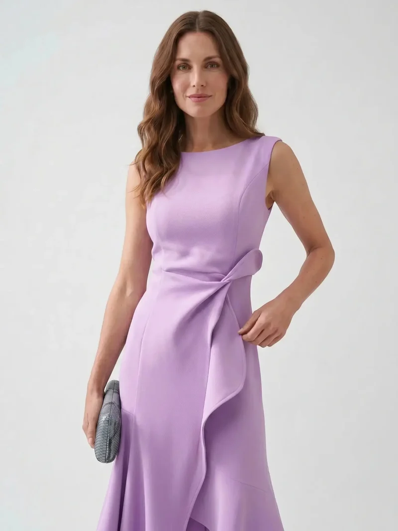 Women's Elegant Wrap Front Midi Dress | Timeless Fit And Flare Style