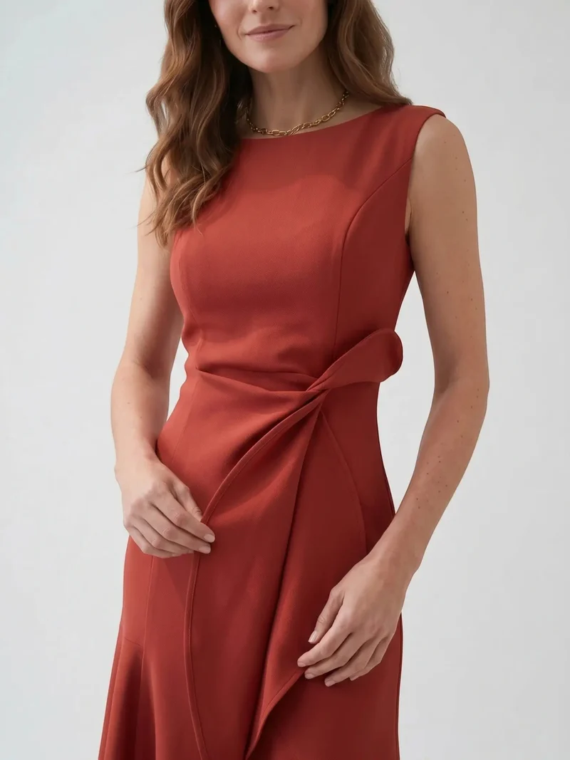 Women's Elegant Wrap Front Midi Dress | Timeless Fit And Flare Style