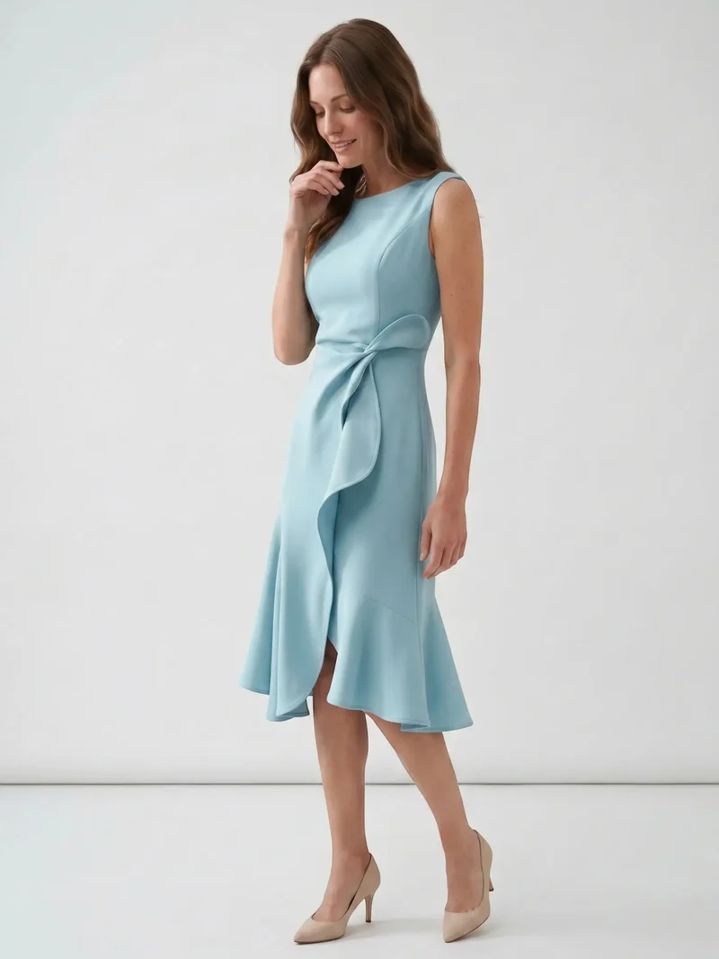 Women's Elegant Wrap Front Midi Dress | Timeless Fit And Flare Style