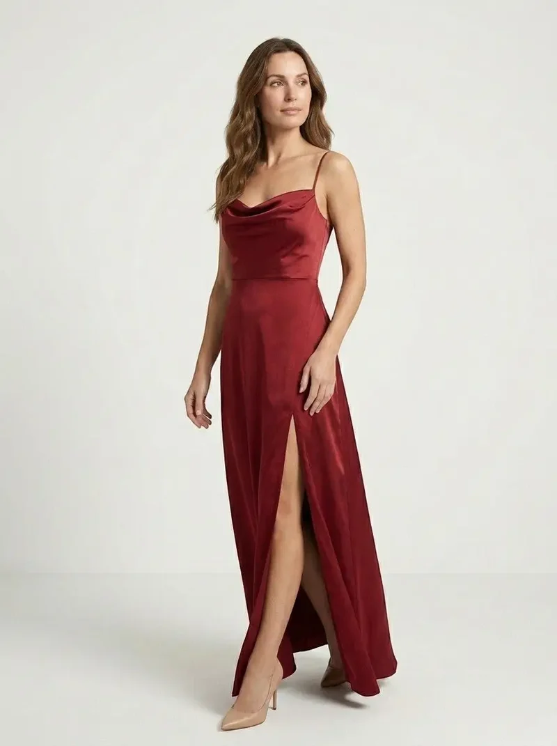 Women's Elegant Maxi Dress | Sleeveless Draped Neckline Evening Gown