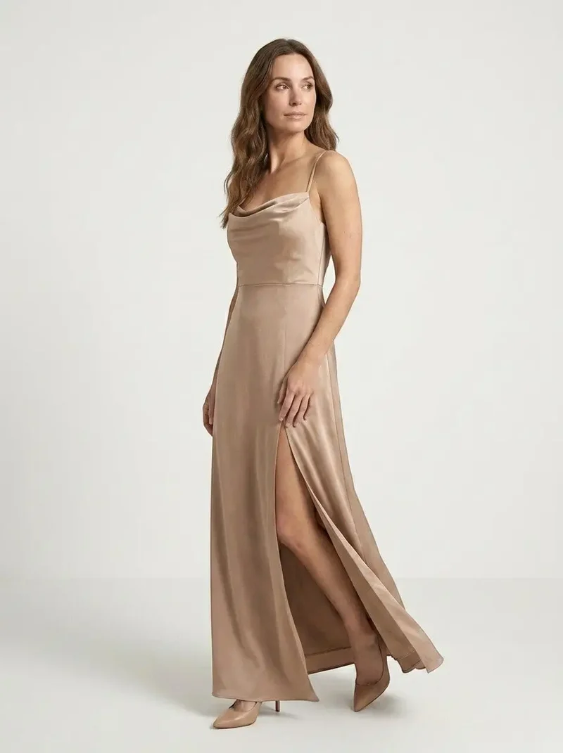 Women's Elegant Maxi Dress | Sleeveless Draped Neckline Evening Gown