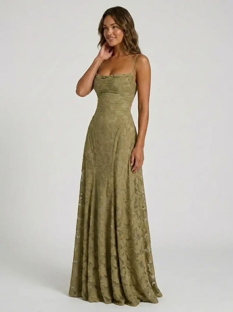 Women's Floral Brocade Maxi Dress | Elegant Structured Formal Evening Gown