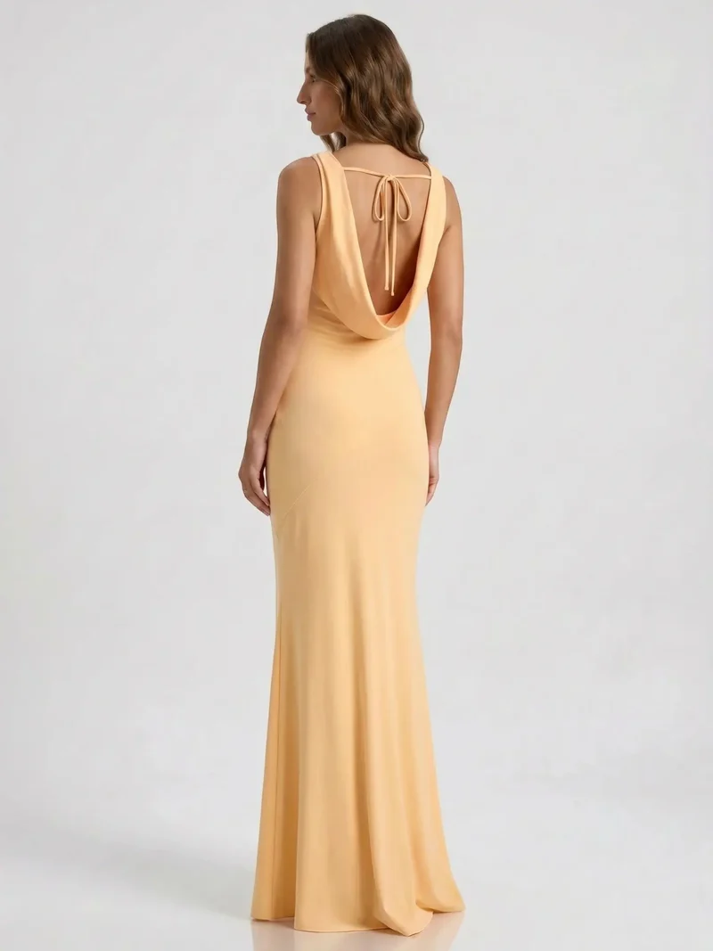 Women's Luxurious Satin Maxi Dress | Elegant Cowl Neck Formal Gown