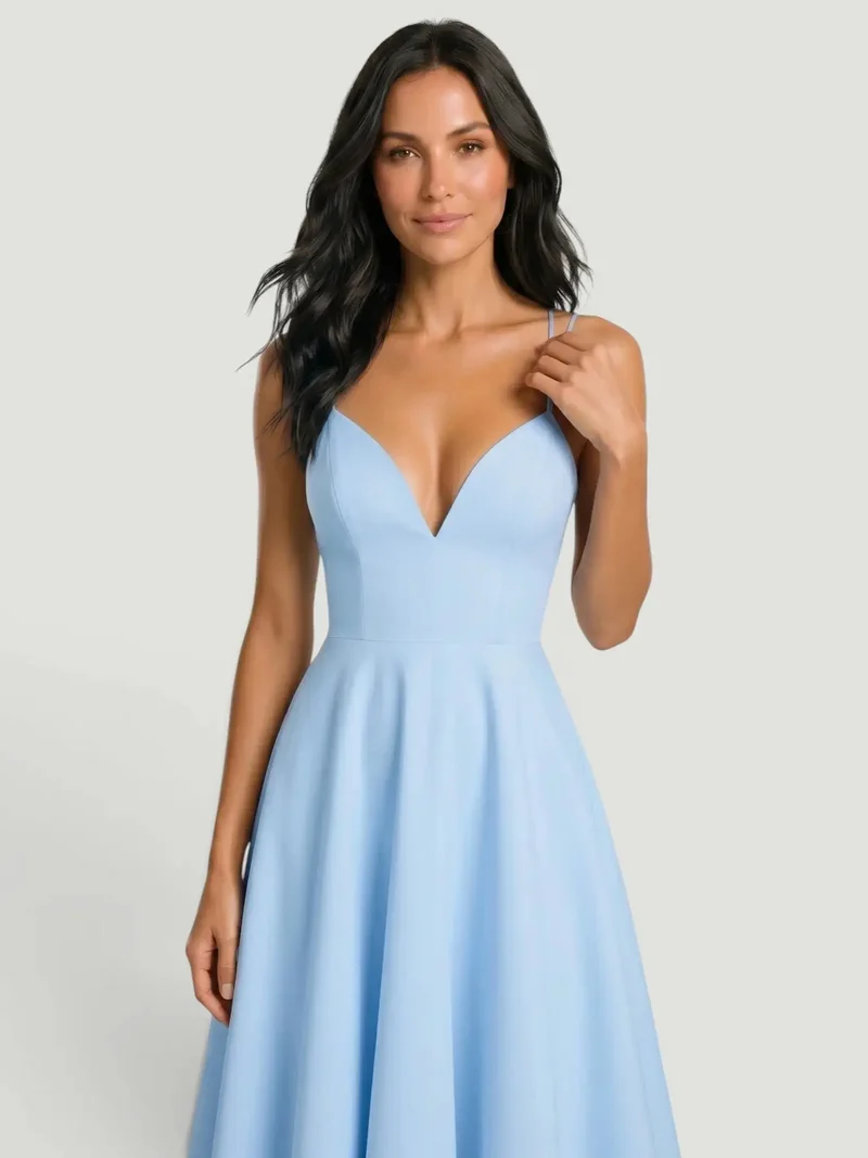 Women's Elegant A-Line Midi Dress | Refined Strappy Summer Dress