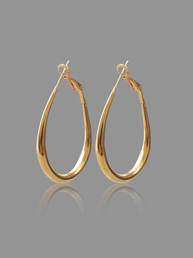 Simple Teardrop Design Hoop Earrings