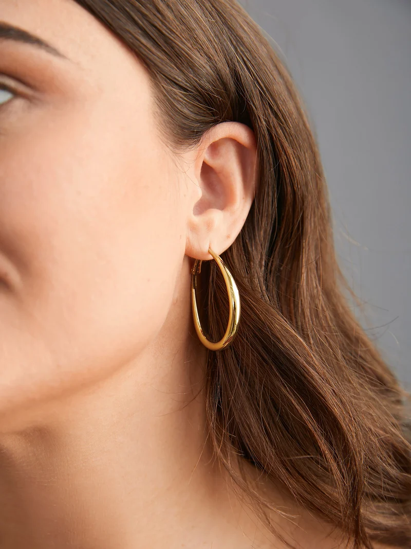 Simple Teardrop Design Hoop Earrings
