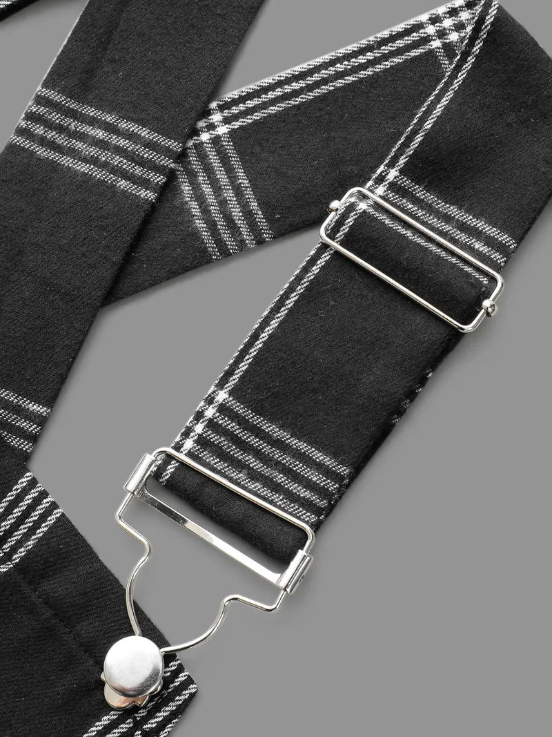 Plaid Square Neck Patched Pocket Dress
