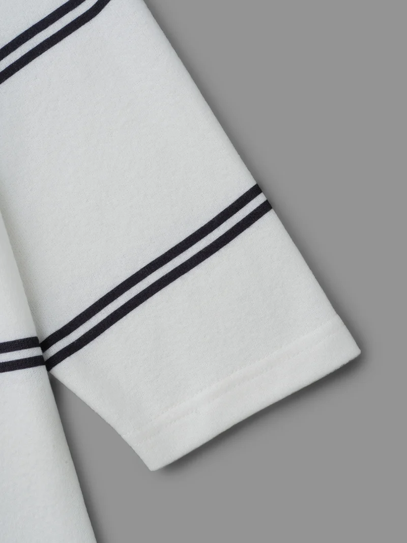 V Neck Contrast Striped Drop Shoulder T-shirt