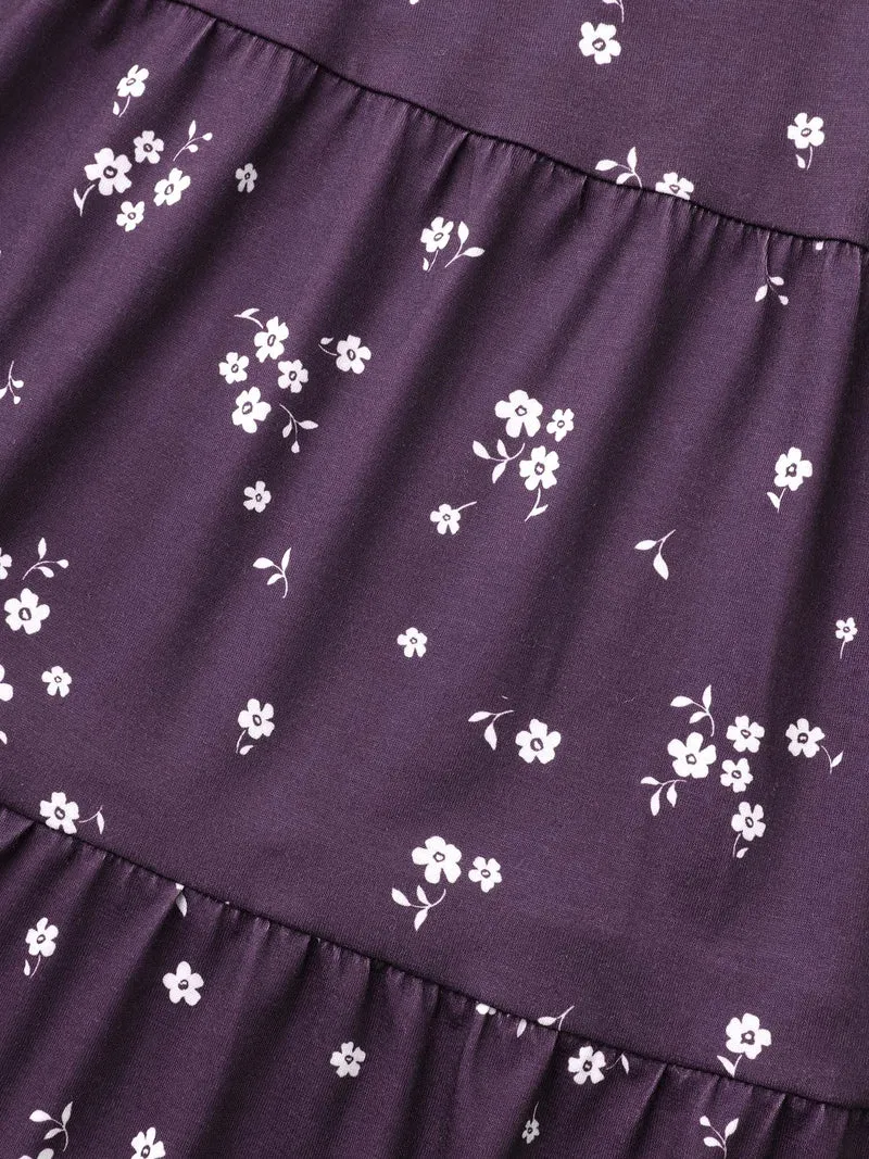 Ditsy Floral Gathered Ruffle Hem T-shirt