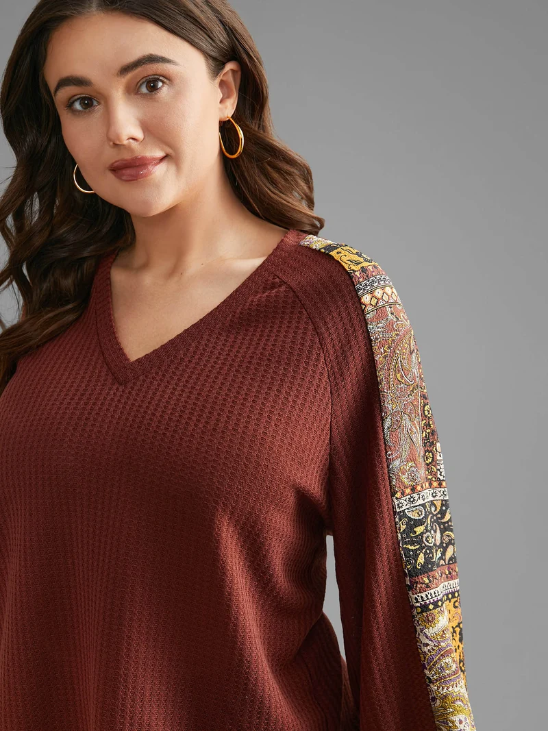 Bandana Patchwork Waffle Knit T-shirt