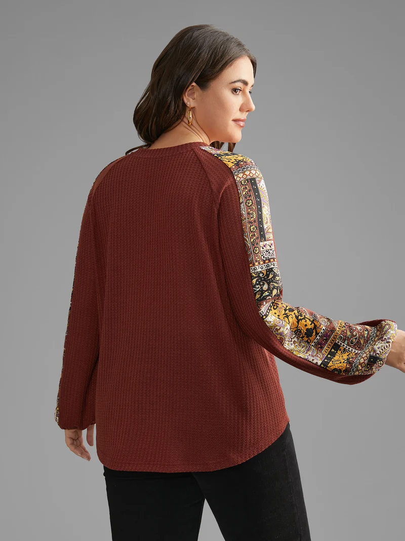 Bandana Patchwork Waffle Knit T-shirt