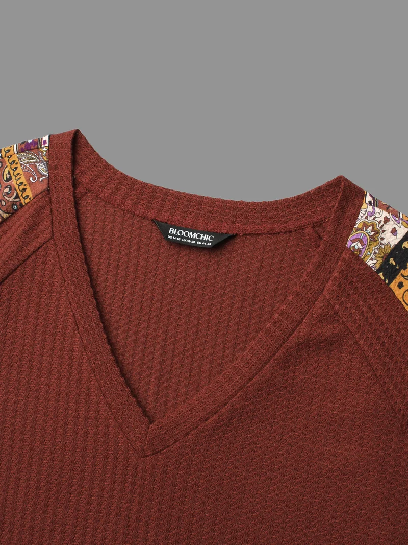 Bandana Patchwork Waffle Knit T-shirt