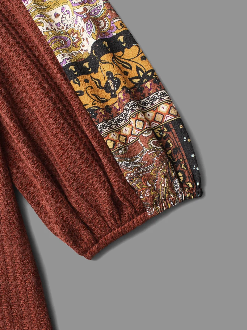 Bandana Patchwork Waffle Knit T-shirt