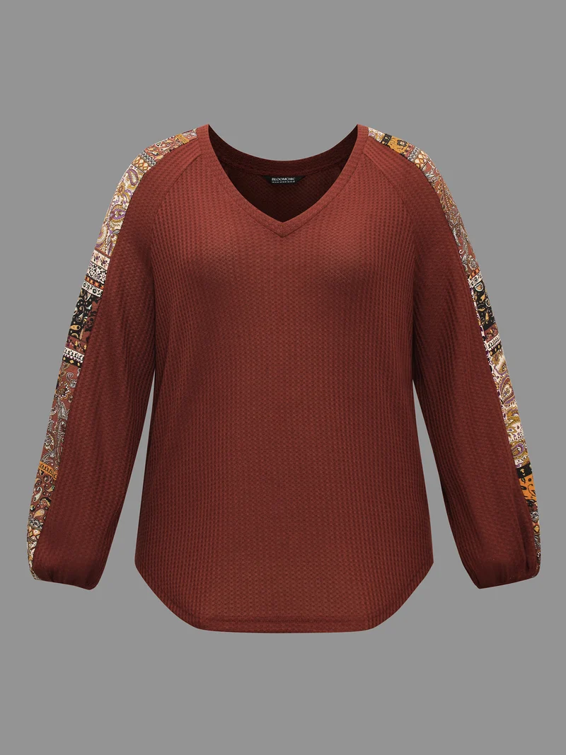Bandana Patchwork Waffle Knit T-shirt