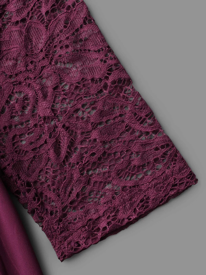 Crochet Lace High Low Hem Midi Dress