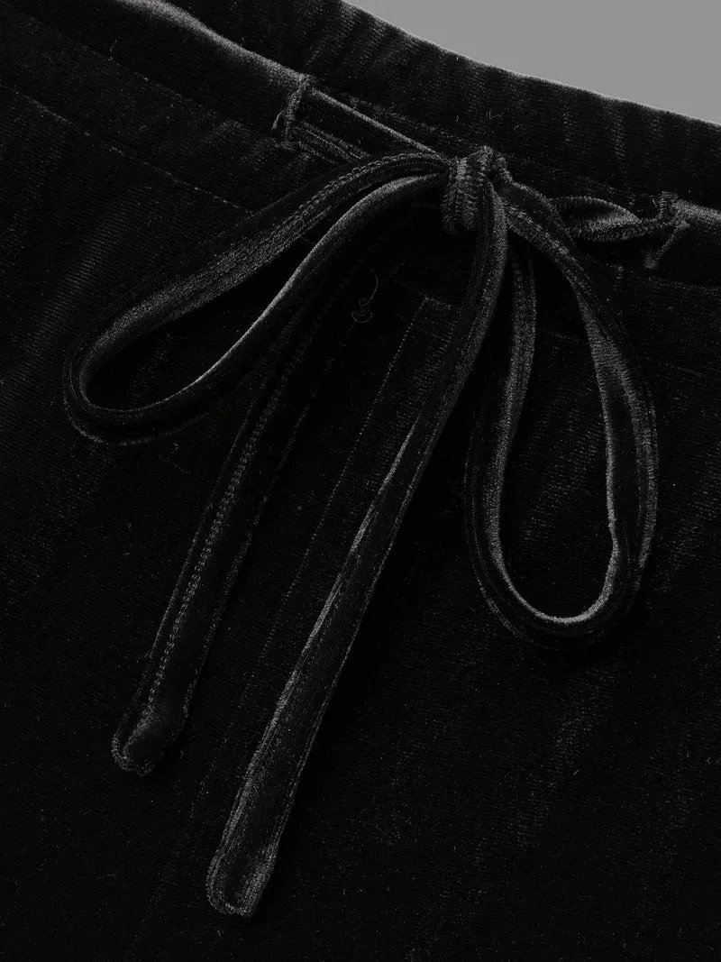 Solid Drawstring Elastic Waist Bootcut Pants
