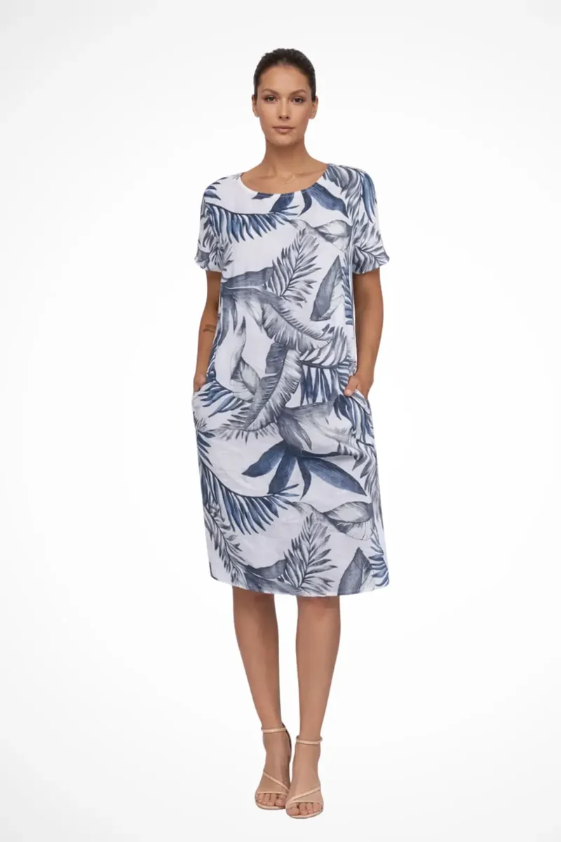 Women's Lightweight Cotton Summer Dress | Flowy Relaxed Fit Botanical Print