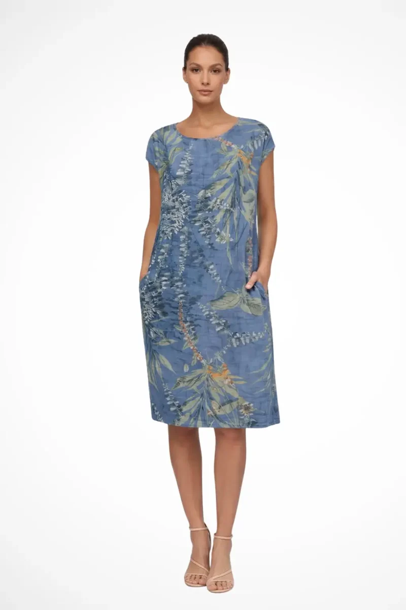 Women's Lightweight Cotton Summer Dress | Flowy Relaxed Fit Botanical Print